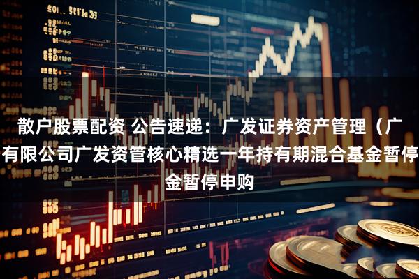 散户股票配资 公告速递：广发证券资产管理（广东）有限公司广发资管核心精选一年持有期混合基金暂停申购
