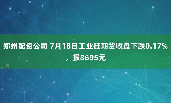 郑州配资公司 7月18日工业硅期货收盘下跌0.17%，报8695元